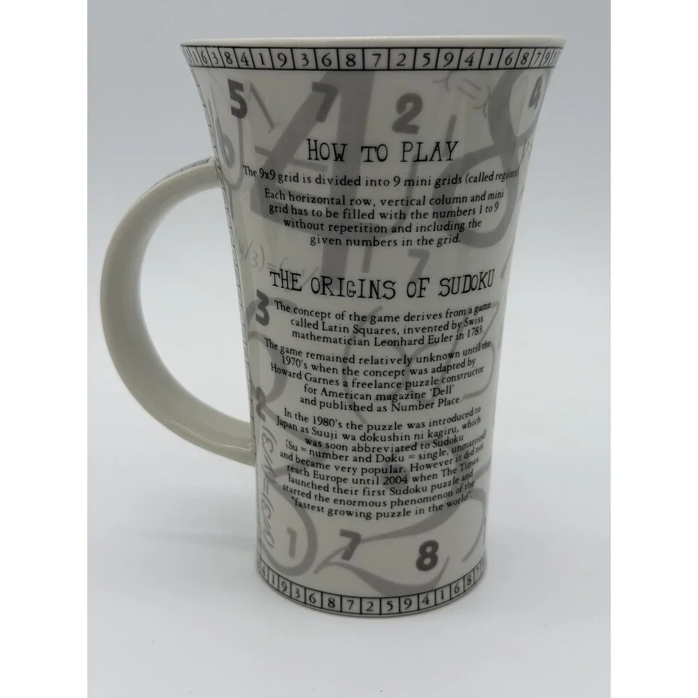 Dunoon Porcelain England Tall Mug The Origins of Sudoku Coffee Mug Vintage
